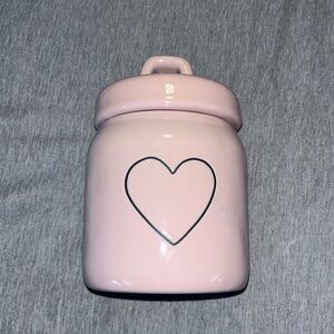 Rae Dunn Canister With Heart  pink.  New without tags.